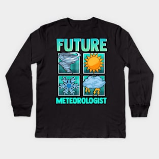 Funny Future Meteorologist Tornado Storm Weather Kids Long Sleeve T-Shirt